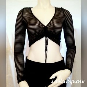 Urban Outfitters Black Sheer Mesh Crop Top